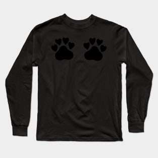 Cat's hand drawn paws in black and white Long Sleeve T-Shirt